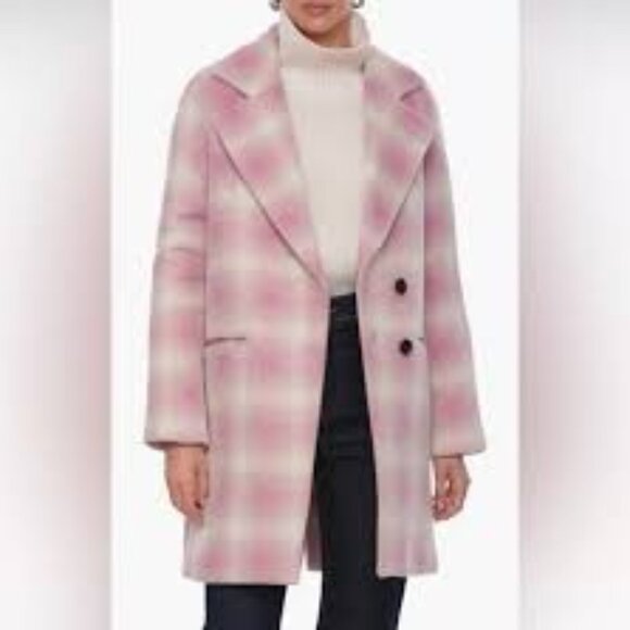 Avec Les Filles Raglan Walking Coat in Dusty Pink Plaid (M) (NWT) - Picture 7 of 7